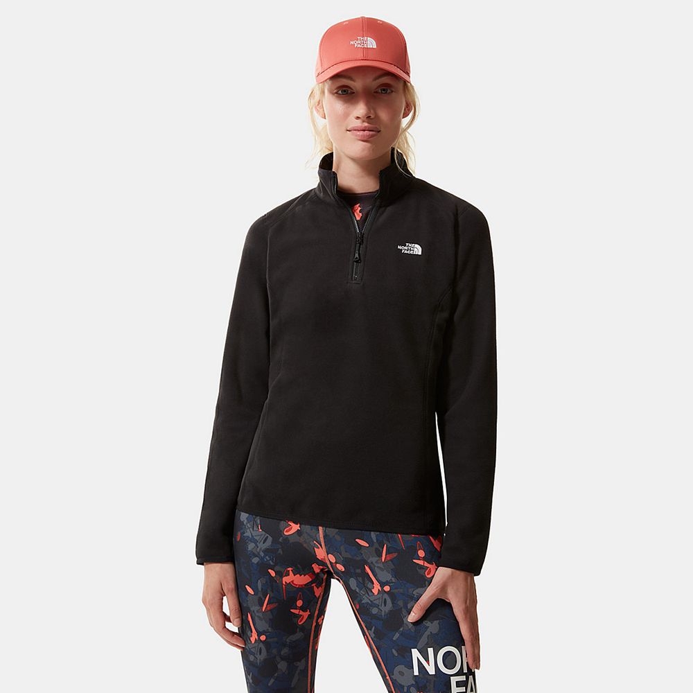 The North Face Fleece Womens Australia - The North Face 100 Glacier Quarter-Zip Black Hiking (URI-24